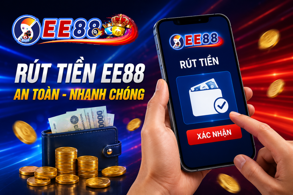 Người dùng thực hiện rút tiền từ tài khoản EE88 trên điện thoại