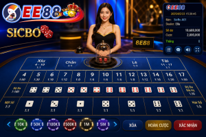 Người chơi tham gia bàn Sicbo trực tuyến trên giao diện EE88 với Dealer chuyên nghiệp
