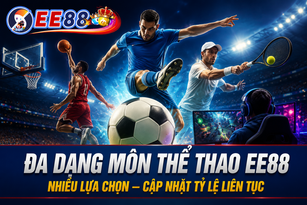 Các môn thể thao phổ biến như bóng đá, bóng rổ và eSports trên nền tảng EE88